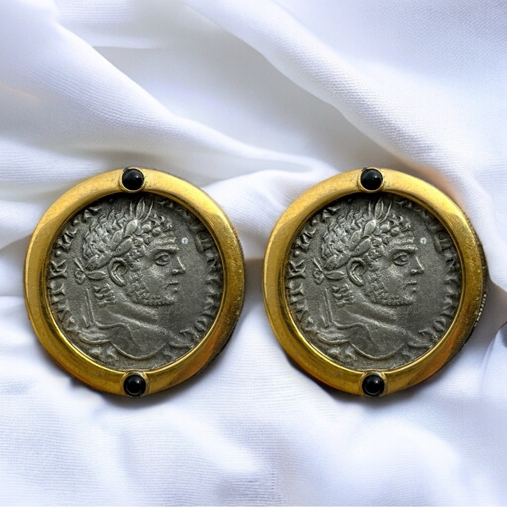 Vintage Gold Roman Greek Coin Clip-On Earrings